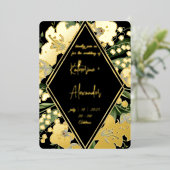 Noir floral mariage Lily Invitation classiques Or (Debout devant)