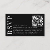 Noir floral moderne mariage RSVP QR cartes de code (Devant)