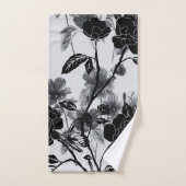 Noir floral papillon moderne (Serviette à main)