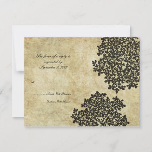Noir Floral Vintage Wedding RSVP