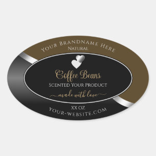Noir foncé Brown Wavy Coeurs d'argent Étiquettes d