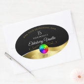 Noir foncé Wavy Gold Logo Monogramme Étiquette pro (Enveloppe)