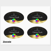Noir foncé Wavy Gold Logo Monogramme Étiquette pro (Feuille)