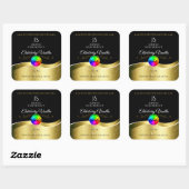Noir foncé Wavy Gold Logo Monogramme Étiquette pro (Feuille)