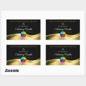 Noir foncé Wavy Gold Logo Monogramme Étiquette pro (Feuille)