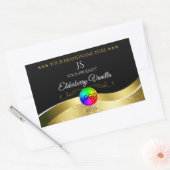 Noir foncé Wavy Gold Logo Monogramme Étiquette pro (Enveloppe)