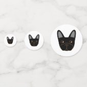 Noir Français Bulldog Face Table Confetti (Devant)