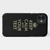 Noir Garder calme coque iphone | Lettres d'or Faux (Dos (Horizontal))