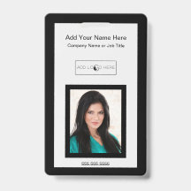 Noir garniture ajouter logo photo badge d'identifi