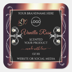 Noir glamour et Rose Logo Brown Étiquettes de prod