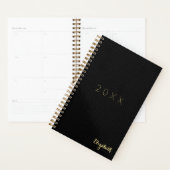 Noir Gold Monogrammed Hebdomadaire Mois 2026 Plani (Devant avec enveloppe)