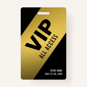 Noir Gold VIP All Access Pass ID d'événement Badge