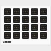Noir Golden Beige Mariage Favoriser Merci Sticker (Feuille)