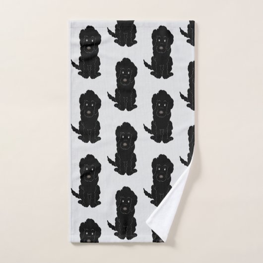 Noir Goldendoodle Chien Design (Serviette à main)