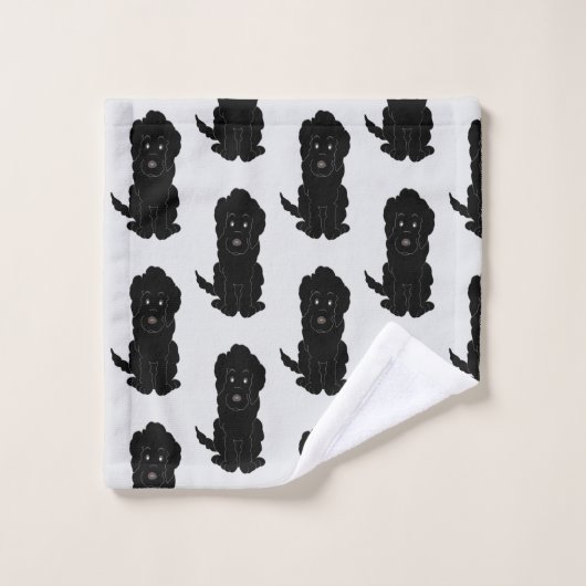 Noir Goldendoodle Chien Design (Gant de toilette)