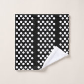 Noir : Grand Motif blanc Polka Dot (Gant de toilette)