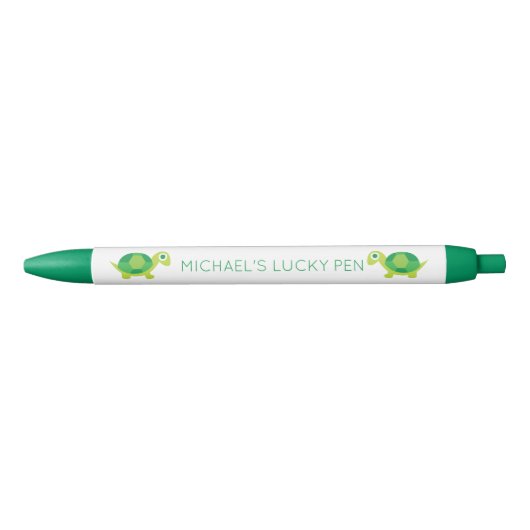 Noir Green Turtle Good Luck Charm Stylo pour Examens et (Devant)
