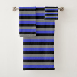 Noir, gris de charbon de bois et rayures bleues