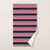 Noir, gris de charbon de bois et rayures de roses (Serviette à main)