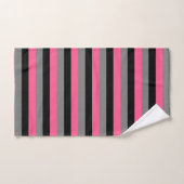 Noir, gris de charbon de bois et rayures de roses (Serviette à main)