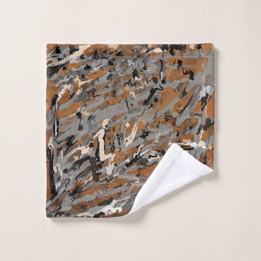 Noir, Gris et Caramel Abstrait (Gant de toilette)