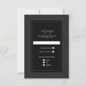 Noir Gris Or Moderne Mariage minimal RSVP (Devant)