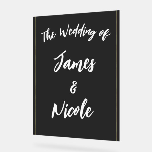 Noir Gris Or Moderne Minimal Mariage élégant (Angle)