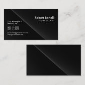 Noir Gris Plain Moderne Consultant Carte de visite (Devant / Derrière)