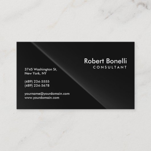 Noir Gris Plain Moderne Consultant Carte de visite (Devant)