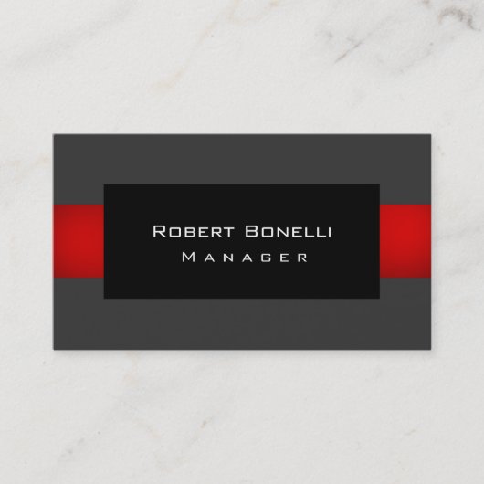 Noir gris rouge Unique Carte de visite simple (Devant)