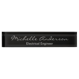 Noir Gris Script Electrique Ingénieur Plaque d'écl