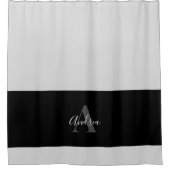 Noir & Gris Simple Monogramme Nom Douche Rideau (Devant)
