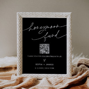NOIR Honeymoon Fund Wedding Sign. Poster