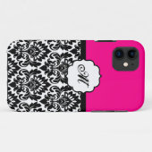 Noir "Hot rose" Damask Lace ID™ iPhone 5 Coque (Dos (Horizontal))