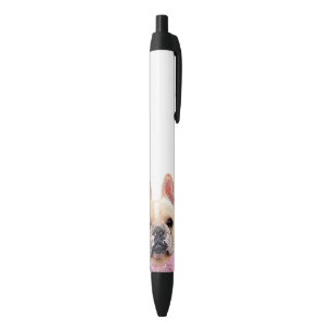 Noir Illustration Française en verre Bulldog - Stylo no