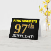 Noir, Imitation Or Carte "97e ANNIVERSAIRE" (Fleur jaune)