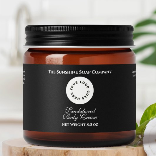 Noir imperméable Étiquette de bocal avec logo