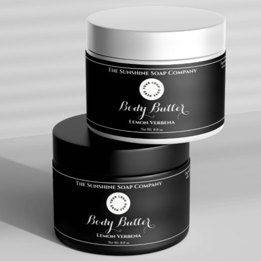 Noir imperméable Étiquette de bocal avec logo