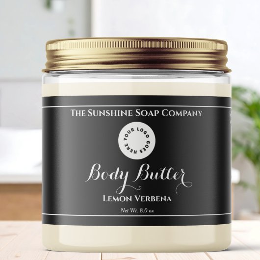 Noir imperméable Étiquette de bocal avec logo