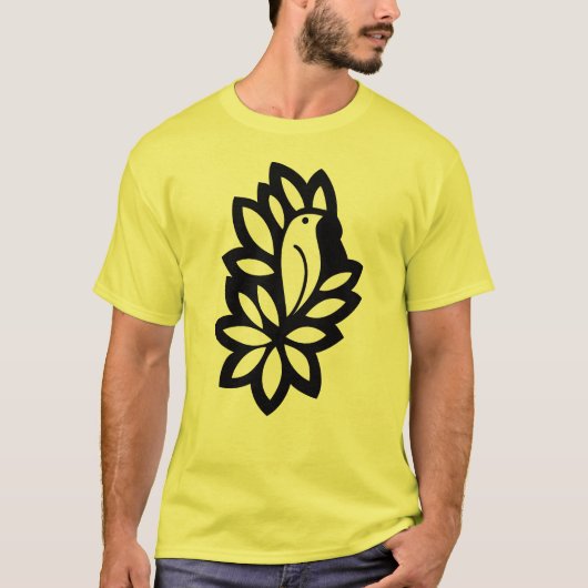 Noir jaune canari de T-shirt (Devant)
