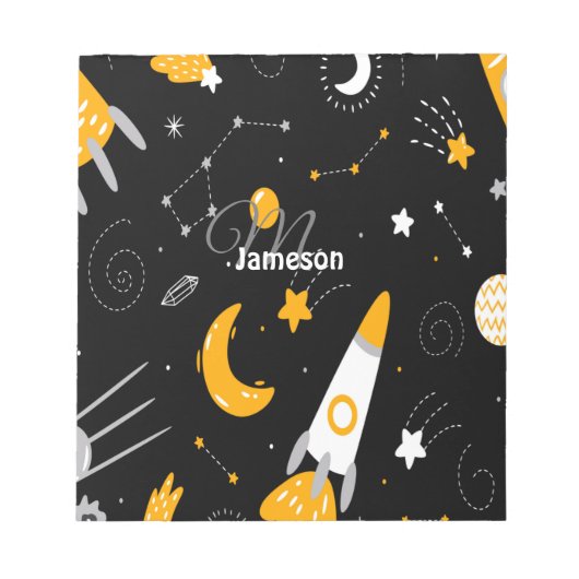 Noir Jaune Espace Extérieur Galaxie Bloc-notes (Devant)