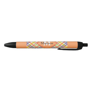 Noir Jeu de stylo Orange Plaid De L'École Lumineuse