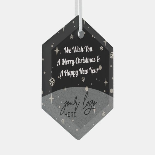 Noir Joyeux Noël Business Logo décoration simple (Avant droite)