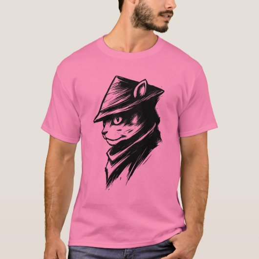 Noir kat detective in schaduwen - mysterieuze gang t-shirt (Voorkant)