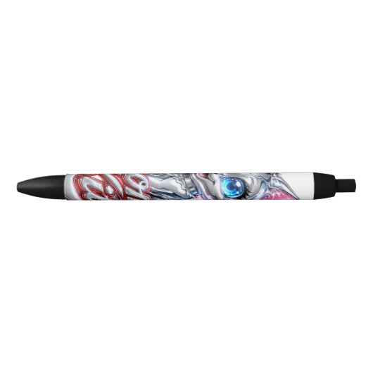 Noir Kitty Chrome Stylo avec encre noire (Devant)