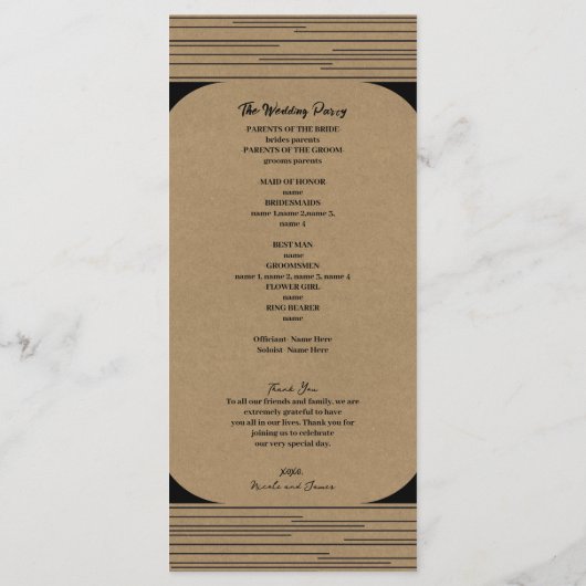 Noir Kraft minimal lignes modernes Programme de ma (Dos)