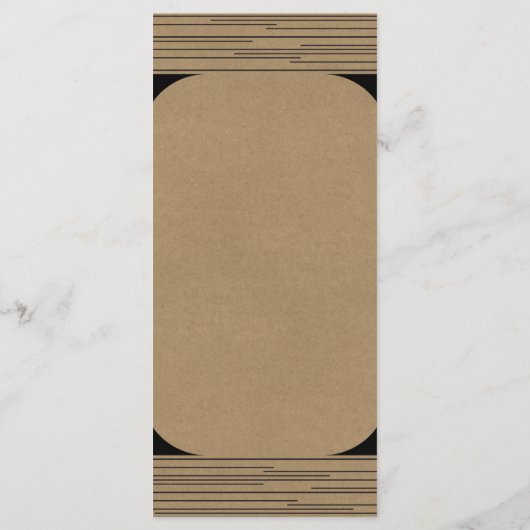 Noir Kraft Minimal Modern Lines Menu Mariage (Dos)