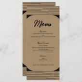 Noir Kraft Minimal Modern Lines Menu Mariage (Devant / Derrière)
