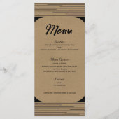 Noir Kraft Minimal Modern Lines Menu Mariage (Devant)