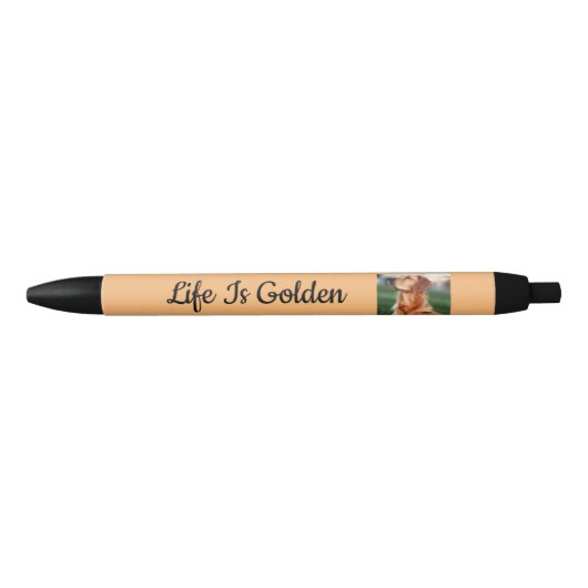 Noir La Vie est un grand stylo doré (Devant)